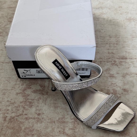 Nine West Shoes - Nine West Metallic Silver Heels